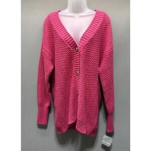 NWT Falls Creek Button Front Pink Wool Blend Cardigan Size L/XL